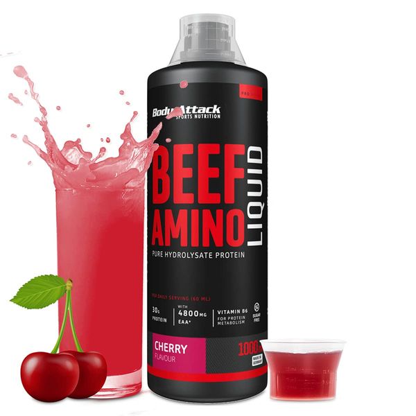 Body Attack Beef Amino Liquid 1 liter, Cherry